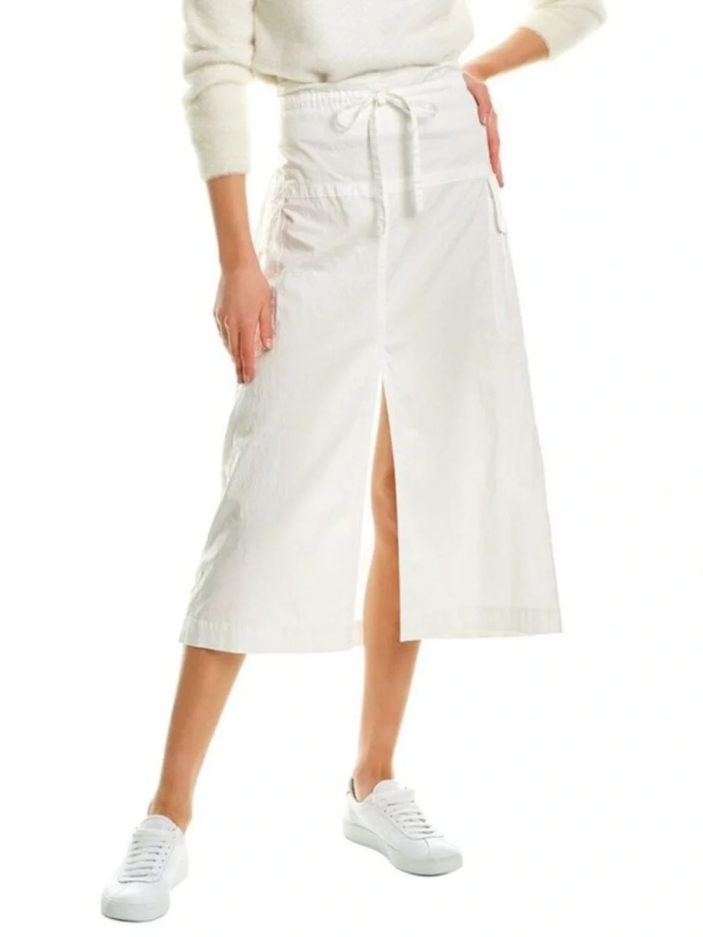 A.L.C. Womens Cecilia Linen-Blend Midi Skirt White Womens‎ Size 4